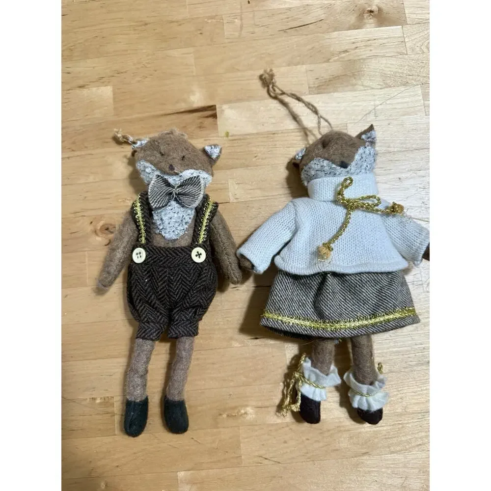 Target 2013 Mrs & Mr Fox Plush Dressed Animals 10”Christmas Ornaments